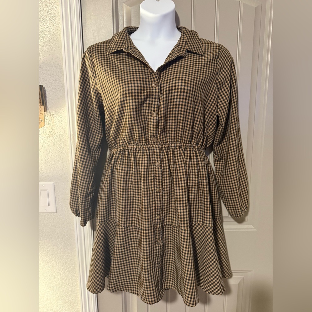 Maurices Checkered Long Sleeve Dress